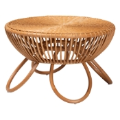 bali & pari Abel Natural Rattan Coffee Table with Splayed Legs - Handcrafted Boho Accent Table, Light Honey Baxton Studio restaurant furniture, hotel furniture, commercial furniture, wholesale living room furniture, wholesale coffee table, classic coffee table